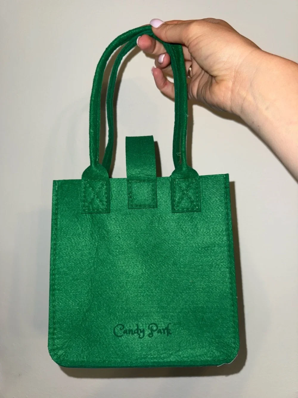 Green reusable goodie tote bag